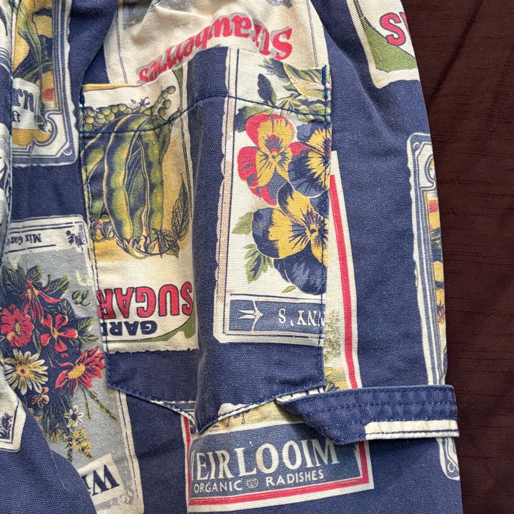 BDG Navy Multicolor Seed Packet Print Cropped Capris - Picture 4 of 5